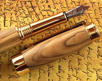 Calligraphy Fountain Pen - Holy Land Olive Wood - Bock 1.1, 1.5 or 1.9mm Stainless Steel Stub Calligraphy Nib