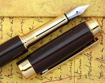 18Kゴールドペン先万年筆、ステンレススチール万年筆、筆記、書道