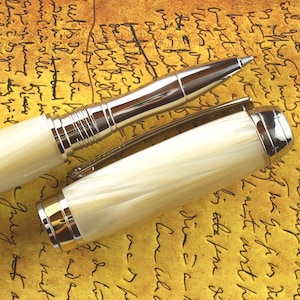 Rollerball Pen - Engravable & Handmade Ivory Pearl Rollerball Pen