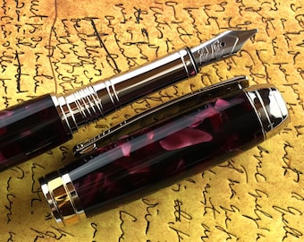 Calligraphy Fountain Pen - Handmade Vintage British Conway Claret Body - Bock 1.1mm Stainless Steel Size 5 Stub Calligraphy Nib