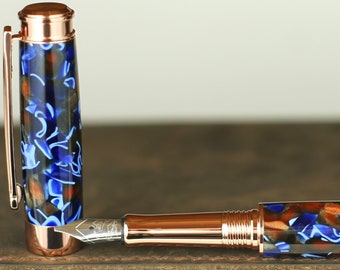 Calligraphy Fountain Pen - Handmade & Engravable Vintage English Autumn Acrylic - Bock 1.1mm Stainless Steel Size 5 Stub Calligraphy Nib