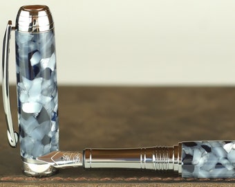 Calligraphy Fountain Pen - Handmade & Engravable Vintage Conway Friesian Acrylic - Bock 1.1mm Stainless Steel Size 5 Stub Calligraphy Nib