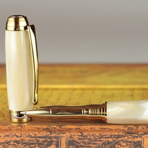 Rollerball Pen - Engravable & Handmade Ivory Pearl Acrylic