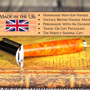 Bespoke Razor - Vintage Handmade Erinoid Series 126 Orange Handle - Muhle R89 Chrome Head