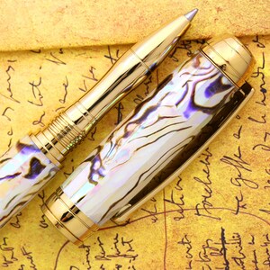 Rollerball Pen - Engravable & Handmade Paua White Abalone Set into Acrylic