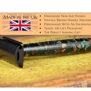 Bespoke Razor - Handmade Vintage Conway Pistachio Handle - German Muhle Rocco Black Head