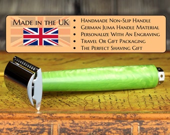 Bespoke Razor - Handmade Juma Mamba Green Handle - German Muhle R89 Head