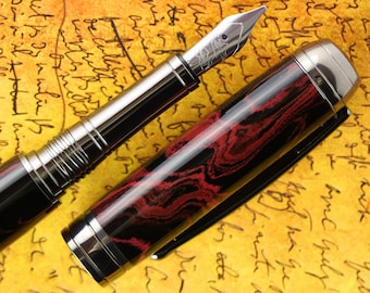 Calligraphy Fountain Pen - Handmade German SEM Ebonite Body  - Bock 1.1mm Stainless Steel Stub Size 5 Calligraphy Nib