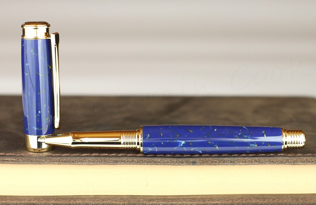 Rollerball Pen Engravable & Handmade Vintage English Conway Lapis Blue