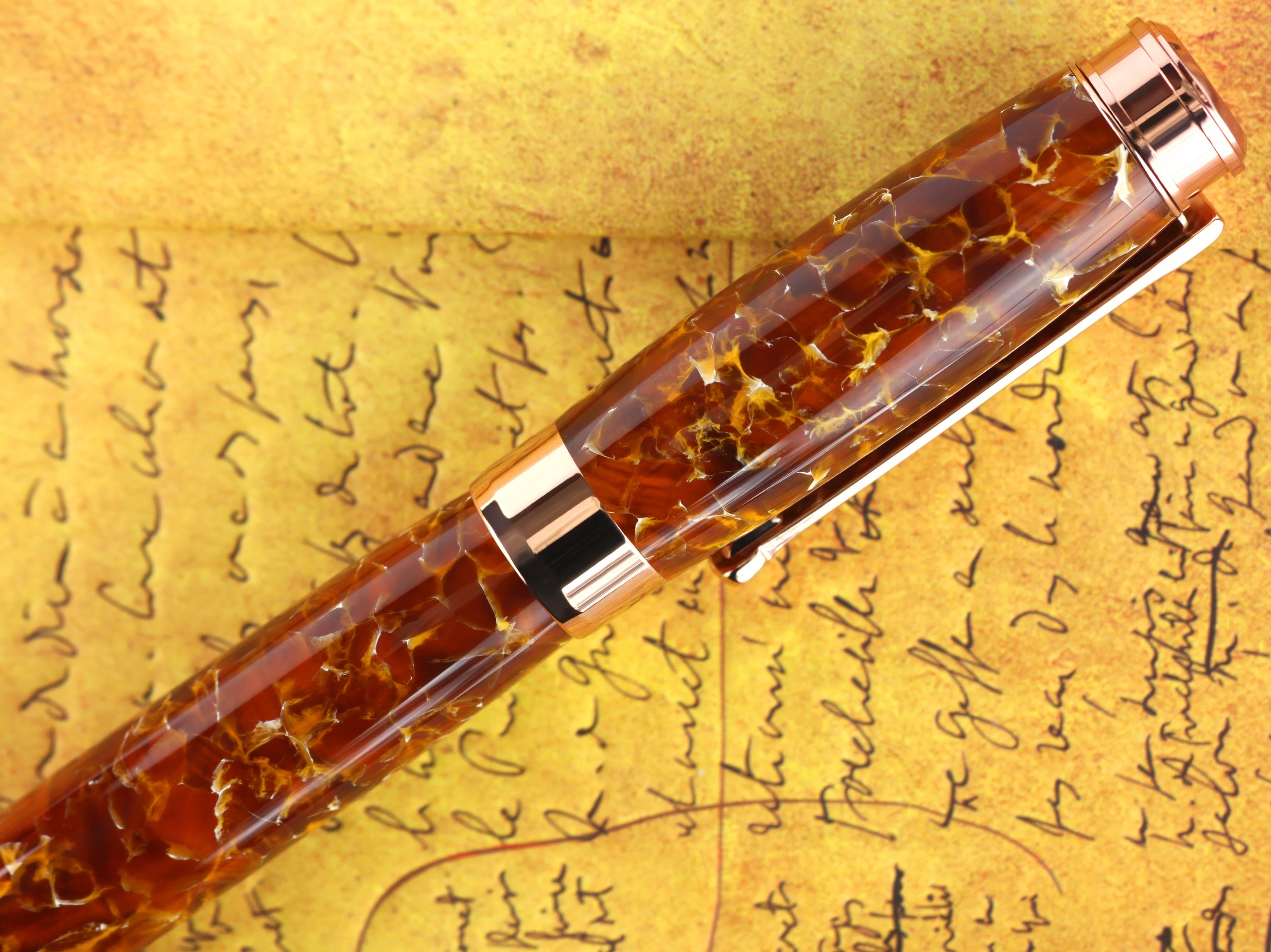 Calligraphy Fountain Pen - Handmade & Engravable Vintage English Amber ...