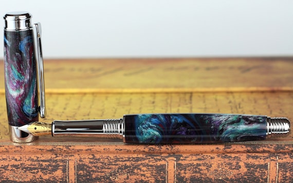 Handmade with Polymer Clay Green Tropical butterfly body Beaufort 23k Gold plated Nib Fountain Pen