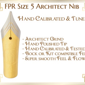 FPR Size 5 Bi-metal Architect Fountain Pen Nib with Feed - Hand Calibrated & Hand Polished