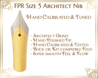 FPR Size 5 Bi-metal Architect Fountain Pen Nib with Feed - Hand Calibrated & Hand Polished