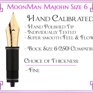 MoonMan Majohn Size 6 Gold Plated Fountain Pen Nib with feed + housing - Bock Size 6 (250) Compatible - Hand Calibrated & Hand Polished