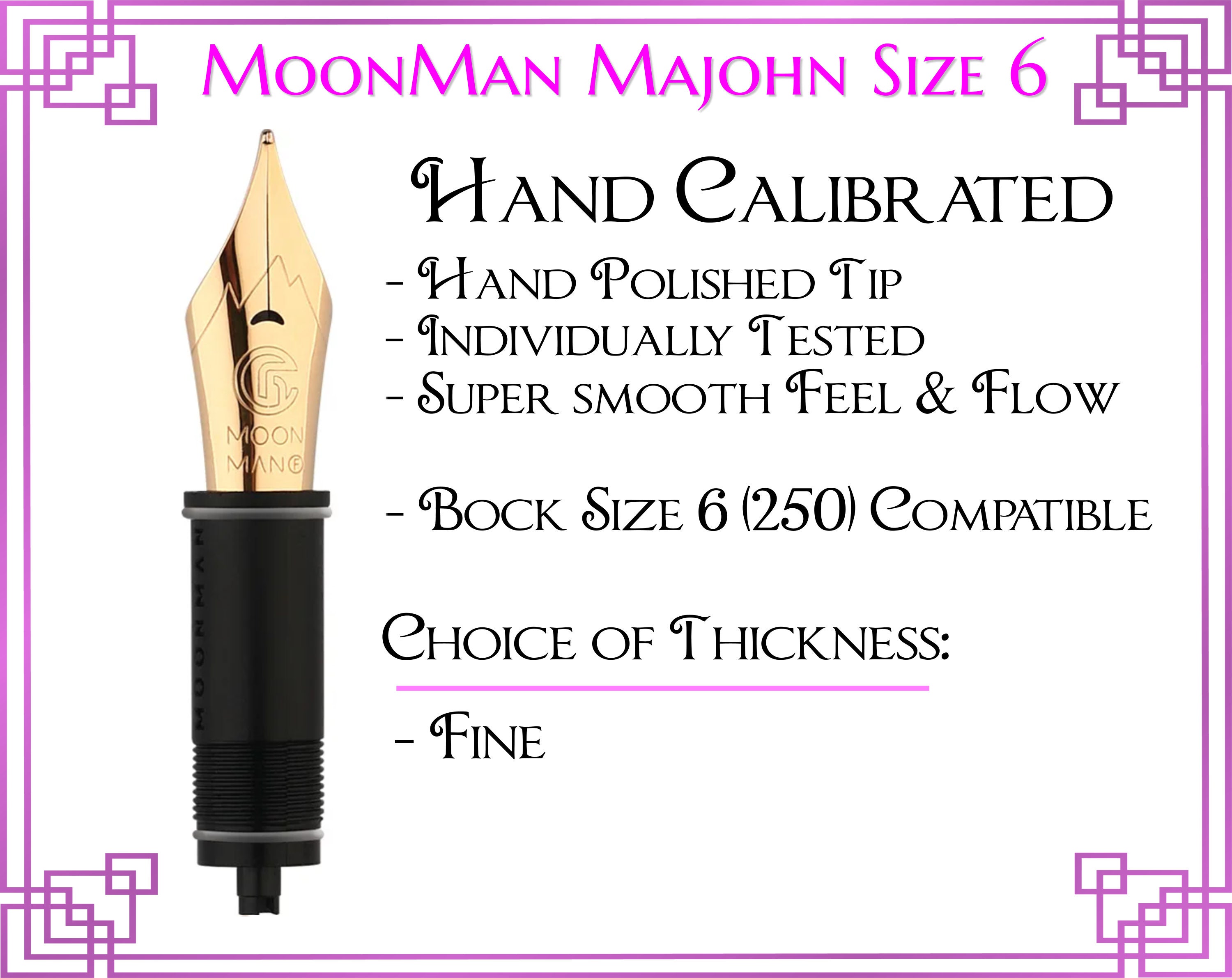 Moonman MAJOHN 万年筆 Moonman Majohn Size 6 Gold Plated Fountain Pen Nib With Feed +