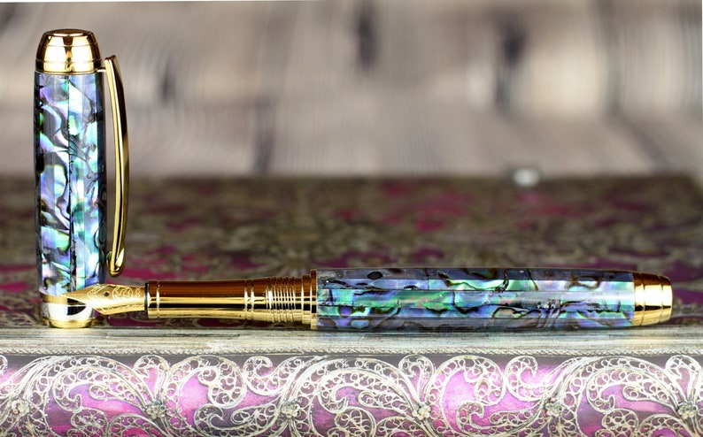 Fountain Pen Genuine Sales results No. 1 - Handmade Paua Natural Body 23K Gol Bock Abalone