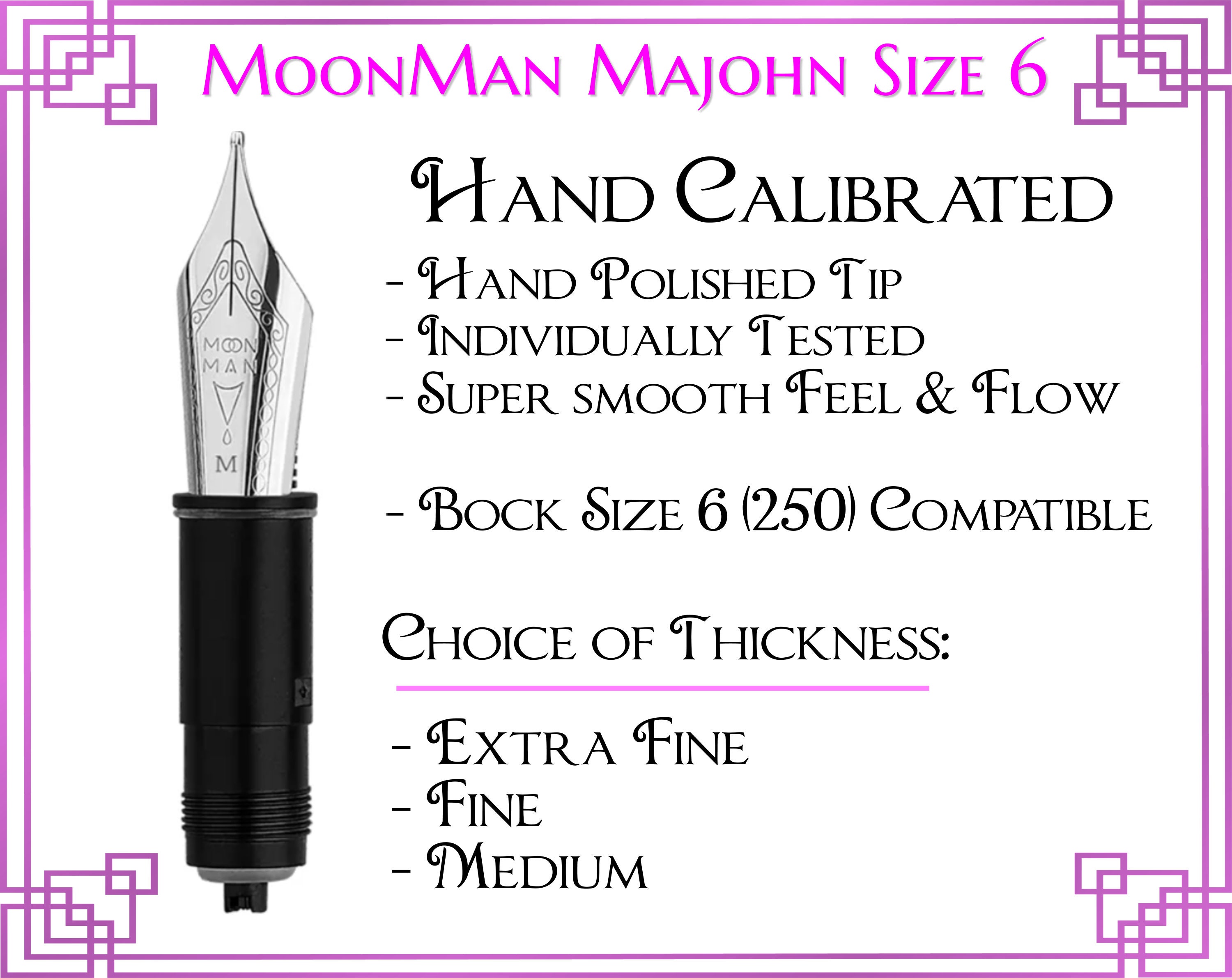 Moonman Majohn Size 6 Stainless Steel Fountain Pen Nib With Feed +