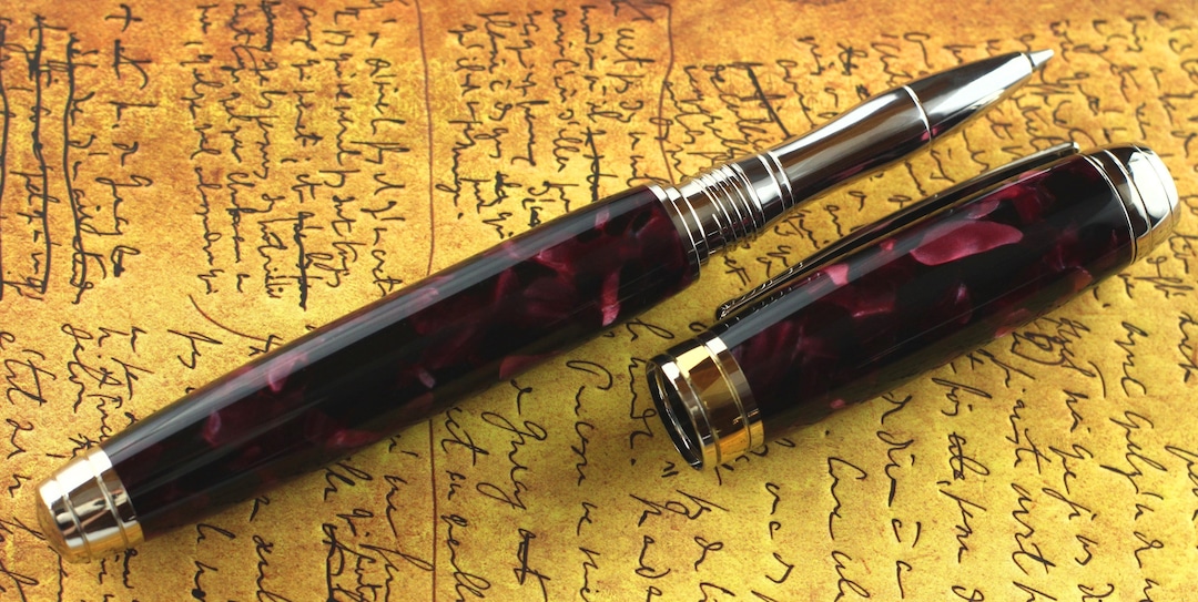 Rollerball Pen Engravable & Handmade Vintage English Conway Dark Claret