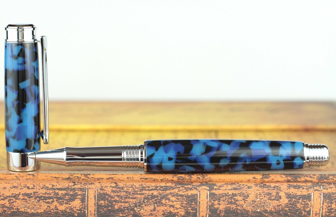 Rollerball Pen Handmade & Engravable Vintage English Conway Start Blue