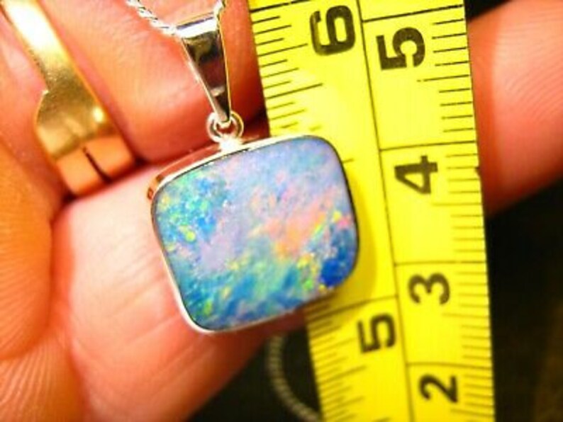 Neon GALAXY Andamooka Opal inlay on black Solid Sterling Silver pendant 282