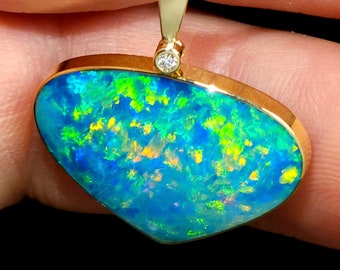 PRICEDROP!FREE Express Worldwide!   Big Super Elegance 15.7cts Natural Australian Opal 14k solid gold pendant 134