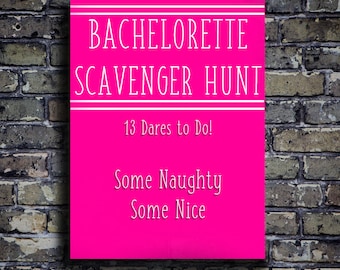 Bachelorette Scavenger Hunt Downloadable. Instant Download. Bachelorette Printable.