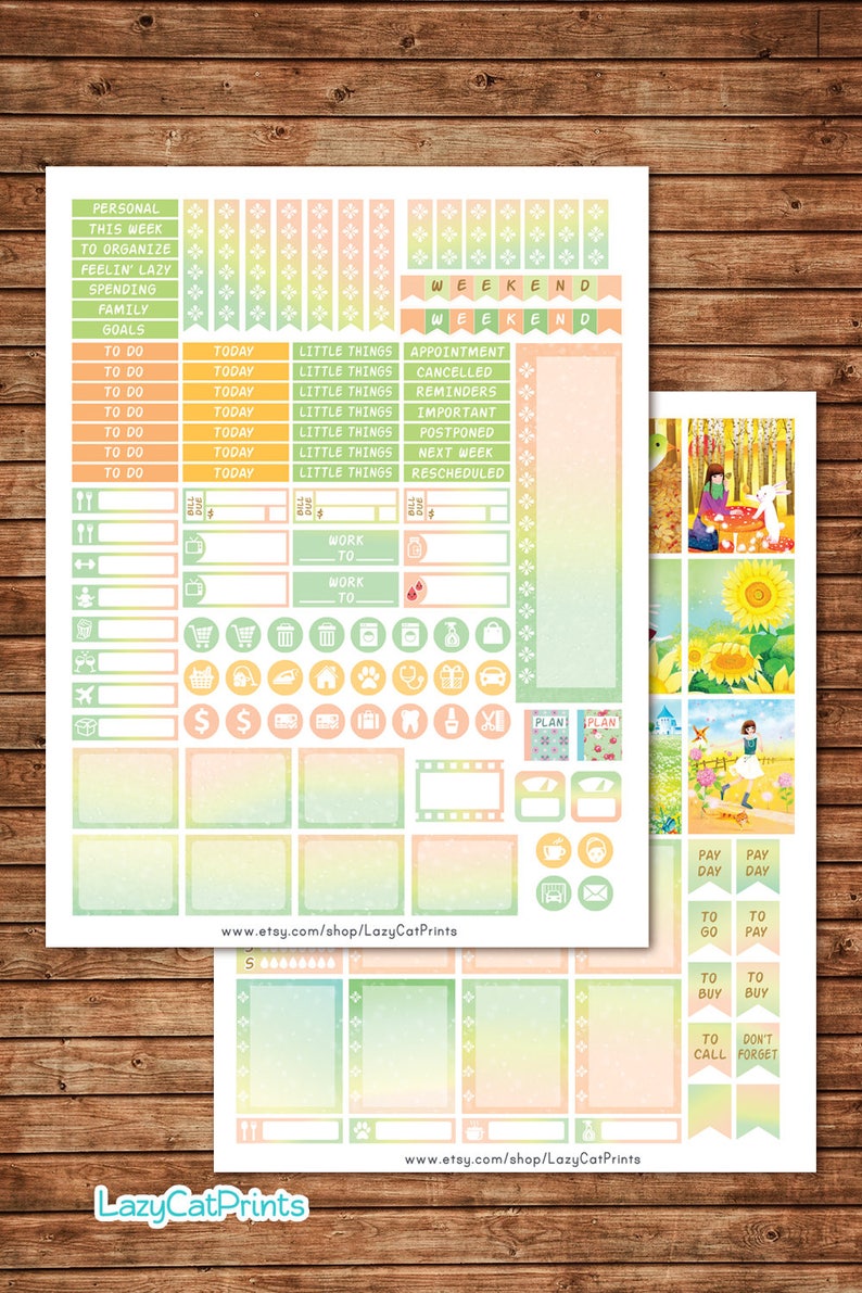 Girl B Printable Planner Stickers / Erin Condren Planner - Etsy