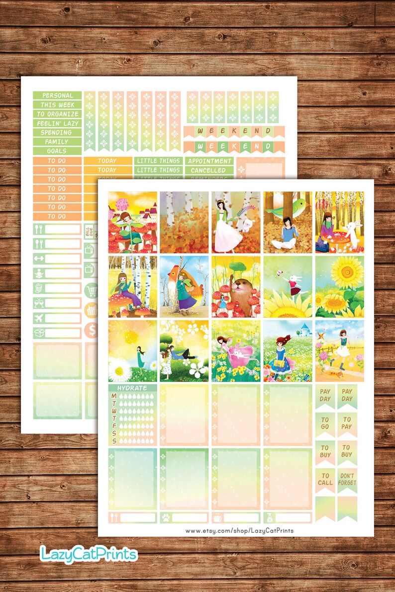 Girl B Printable Planner Stickers / Erin Condren Planner - Etsy