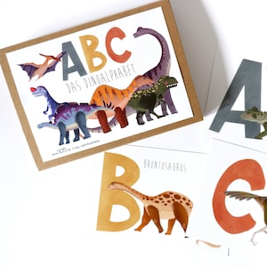 Tarjetas ABC, tarjetas de dinosaurios, alfabeto de dinosaurios, juego de tarjetas, tarjetas con letras, el alfabeto de los dinosaurios - 26 tarjetas del alfabeto de los dinosaurios