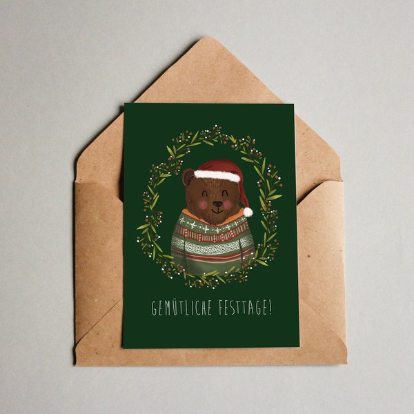 Weihnachtskarte - Weihnachtsbär - Gemütliche Festtage!