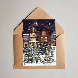 Cartolina di Natale - Città di Natale - Biglietto miracolo di Natale Natale