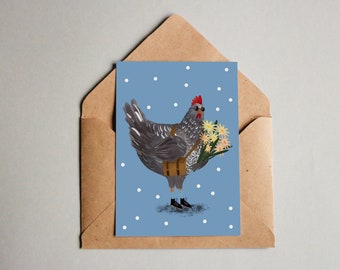 Postcard - Chicken on skateboard - Card for Easter - Easter card