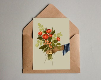 Postkarte - Blumenstrauß - Geburtstagskarte - Blumen Karte