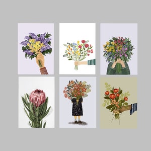 Postcard set - Birthday cards - Happy Birthday -Flower - Motherday