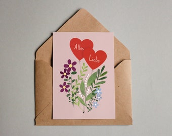 Carte postale - carte de mariage - carte pour le mariage - tout amour - amour - mariage