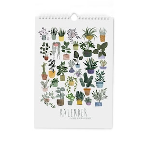 Calendario - Calendario di compleanno - Calendario annuale - Perpetuo - Amore per le piante - Piante grasse - Calendario da parete - Din A4 - Carta riciclata