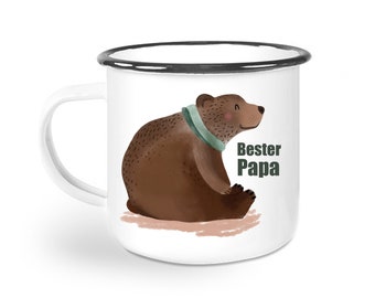 Enamel mug - Mug with name - bear - Christmas mug - Christmas gift Best Dad Best Mum