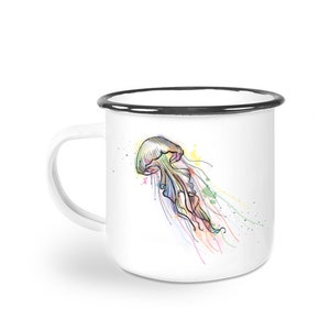 Enamel cup Enamel cup Mug Colorful jellyfish Nautical Mug Ocean image 1