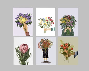 Postcard set - Birthday cards - Happy Birthday -Flower - Motherday