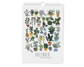 Calendar - Birthday calendar - Annual calendar - Perpetual - Plant love - Succulents - Wall calendar - Din A4 - Recycled paper