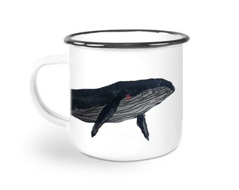 Tasse en émail, mug pour enfant, mug de camping, baleine, cadeau maritime