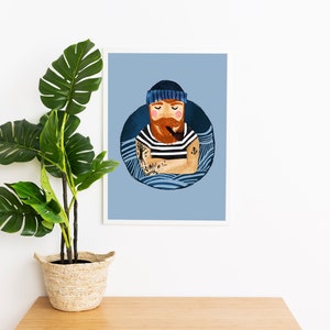 Art print illustration sailor Wladi the sailor Sailor Ahoy sailor Moin Moin Maritime illustration image 2