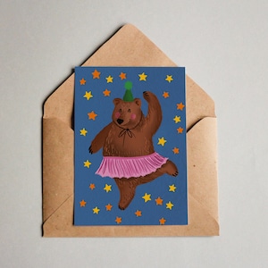 Karte zum Geburtstag, Tanzender Bär, Grußkarte, Einfach so Karte