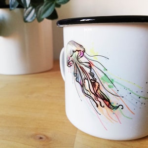 Enamel cup Enamel cup Mug Colorful jellyfish Nautical Mug Ocean image 5
