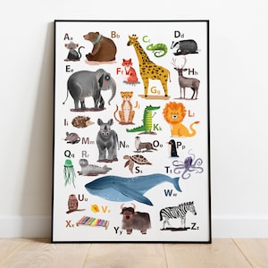 Kinderposter Abc Poster Alphabet Tiere - Schulanfang - Tieralphabet