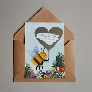 Carta con area grattabile, carta grattabile, cuore ape, carta voucher, progetta il tuo voucher, biglietto di compleanno