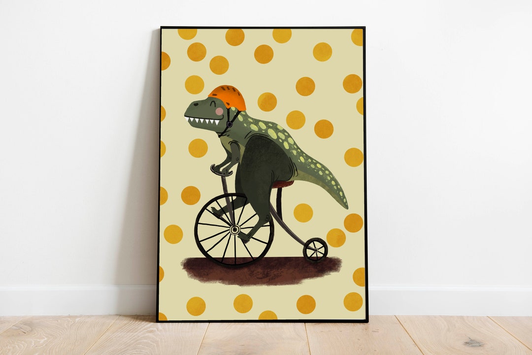 Cloche De Vélo Enfant – Bleue, Motif Dinosaure, Neuve