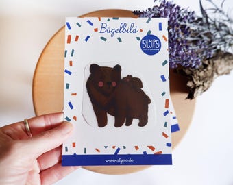 Bügelbild Bär, Bär mit Bärenkind, Bügelpatch zum Aufbügeln für Textilien