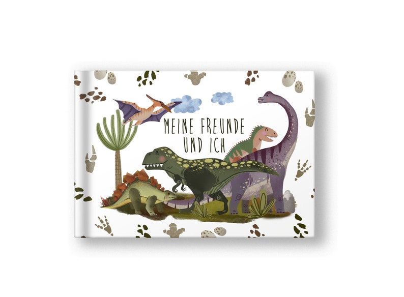Friends book dinosaur My friends and I Friendship book Kindergarten friends School friends Gift for writing and painting image 2