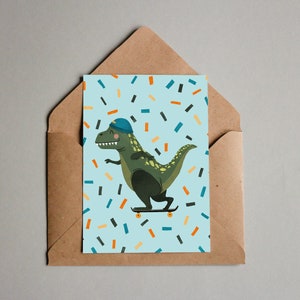 Karte, Dino, Geburtstagskarte, Happy Birthday, Dino Skateboard, Tyrannosaurus rex